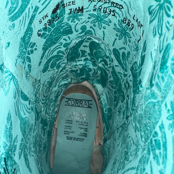 Corral Gold Embroidery Bone Crystal Wedding Cowboy Boots C3895 Size 7.5 - Picture 6 of 6